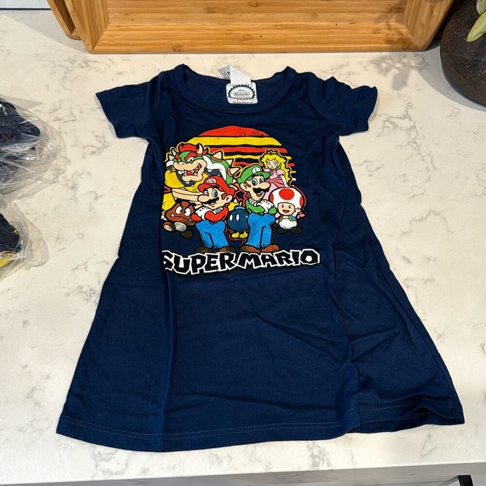 Nintendo Super Mario shirt dress blue 90s nostalgia size 2T